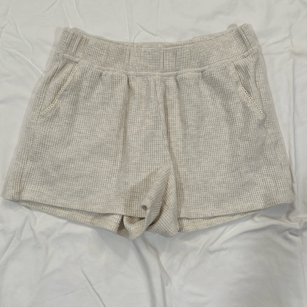 Aerie pajama shorts cream waffle size XS